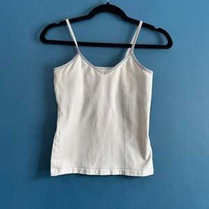 Y2K White Cami Women's Size XS Purple Tank Top Shelf Bra Undershirt Basic Preppy